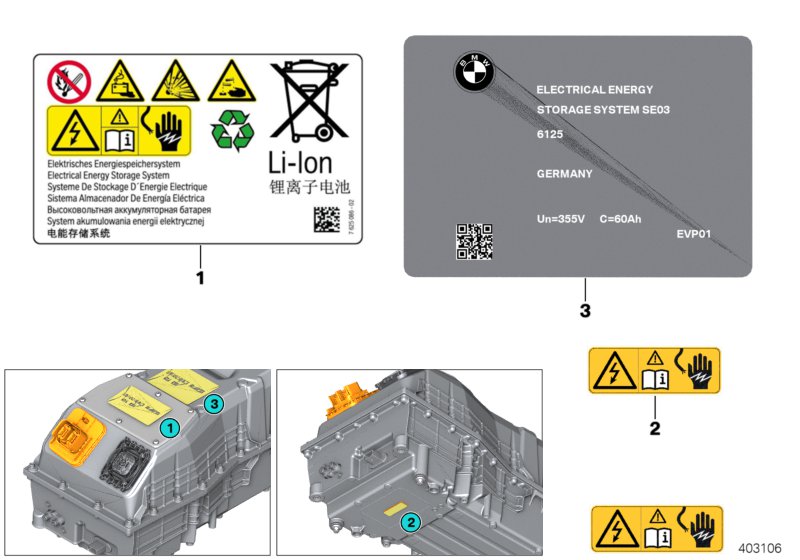 Acumulador alto vol. placas advertencia