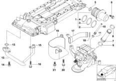 Oil pan upper part and connecting lines