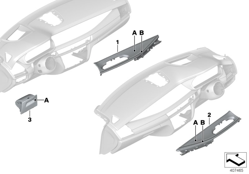 Individual dashboard, mounting parts