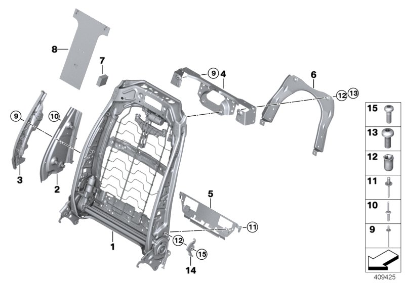 Seat, front, backrest frame