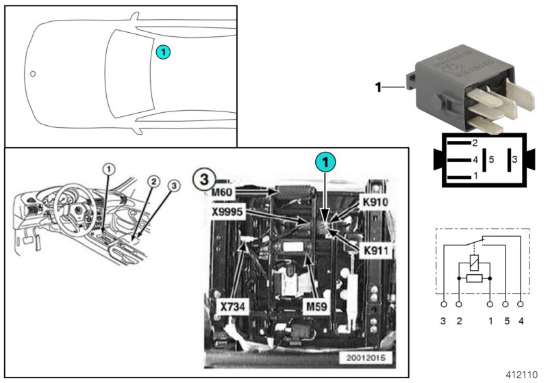 Relay,cut-off pass.seat height adj. K910