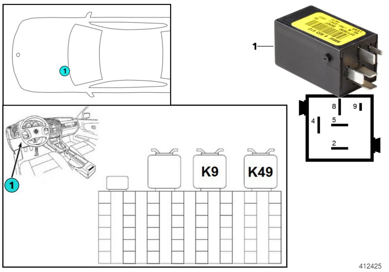 Relay, rear fog light K49