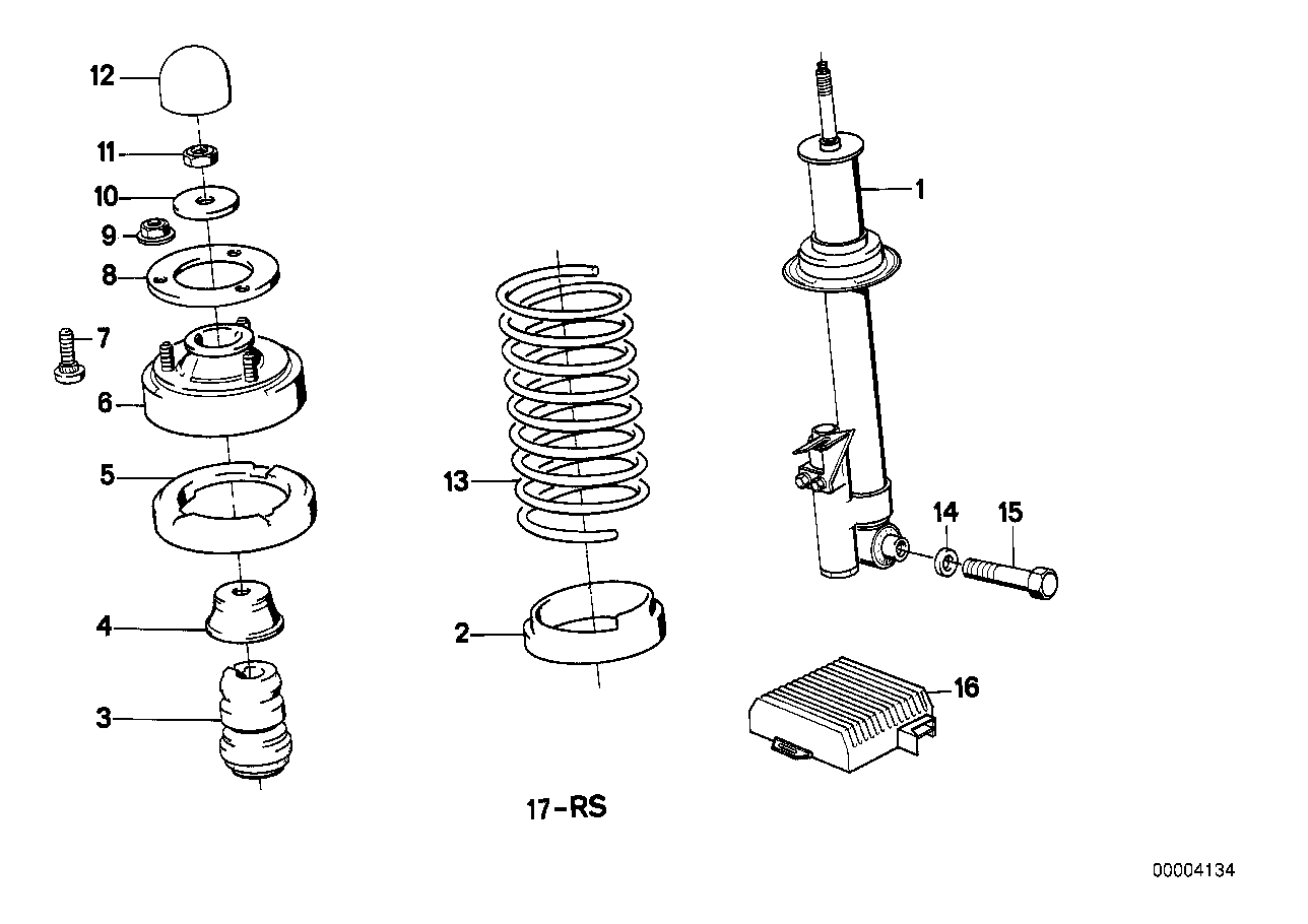 Rear spring strut assy EDC/levell.device