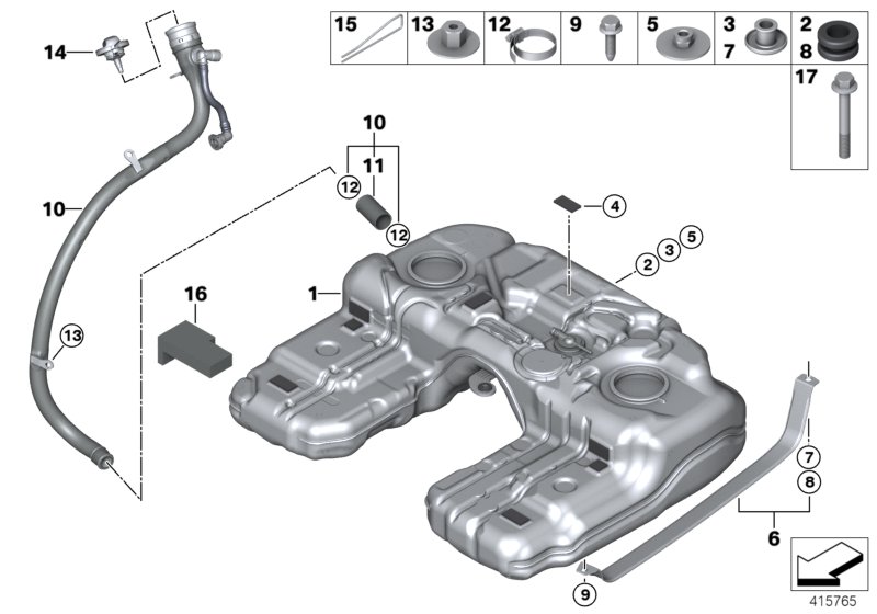 Fuel tank/mounting parts