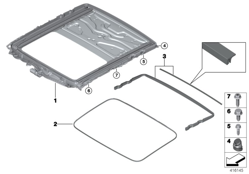 Sliding lifting roof frame