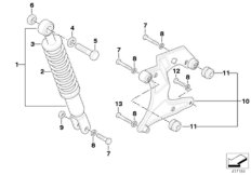 Spring strut rear/auxiliary swing arm