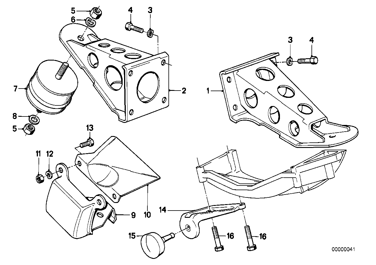 Motorophanging/motordemper