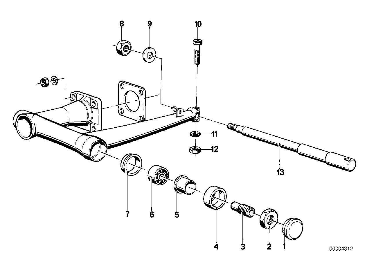 Rear wheel swinging arm mounting parts