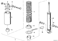 Spring strut, rear