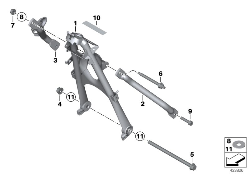 Frame front section/mounting parts