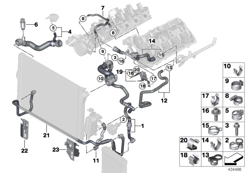 Cooling system coolant hoses