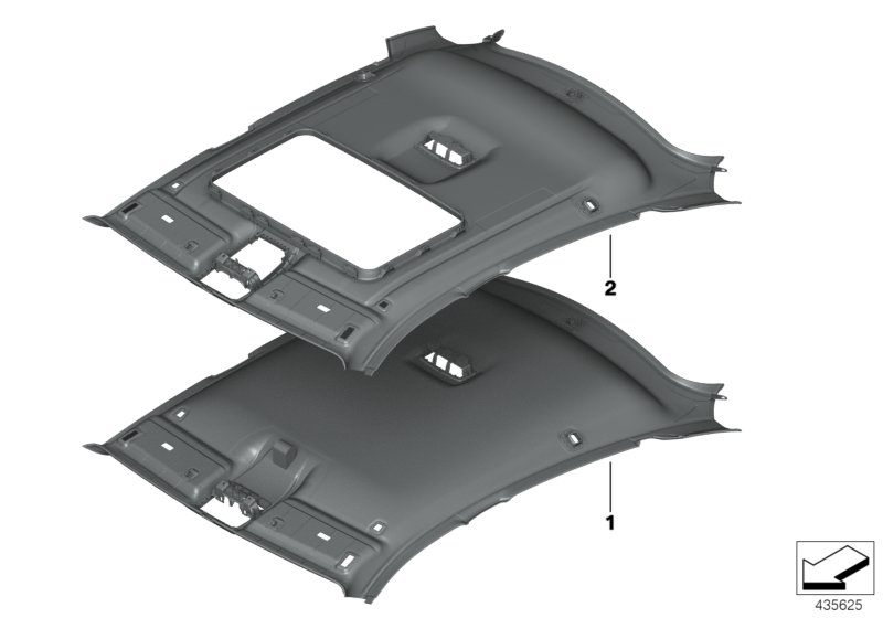 Individual moulded headliner, Alcantara