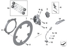 Front-wheel brake, rivet pack