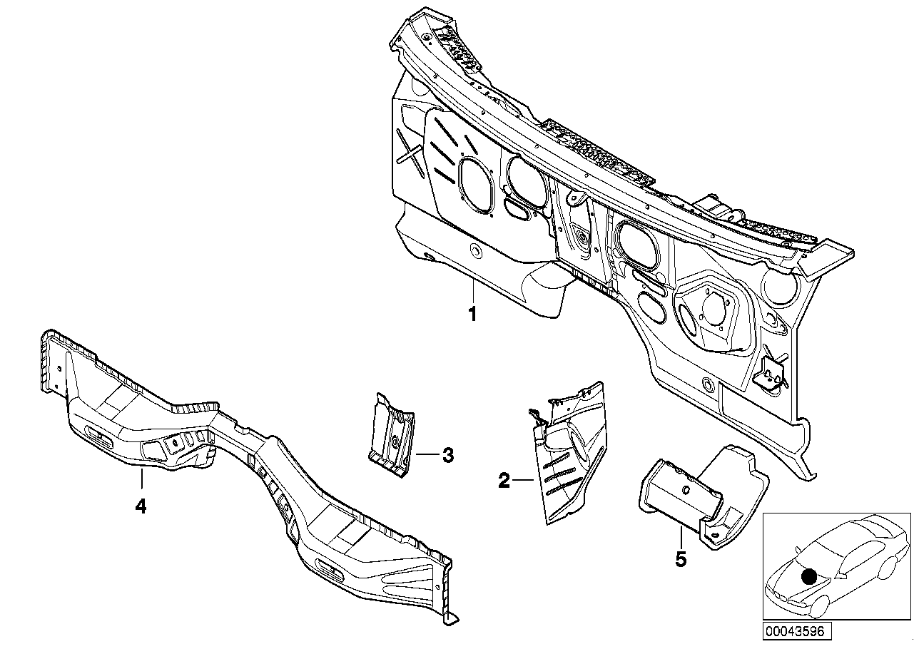 Stirnwand Einzelteile