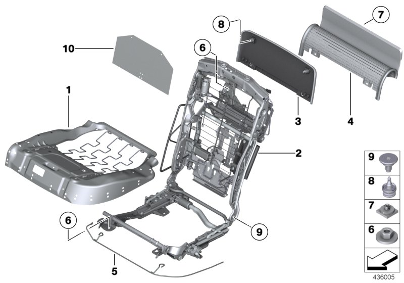 Sedile post., telaio sedile comfort