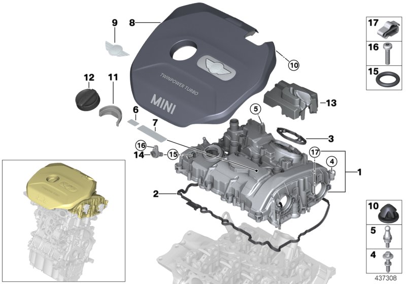 Cylinder head cover/Mounting parts