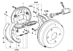 Drum brake-brake shoes/brake carrier