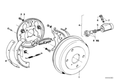 Drum brake-brake drum/wheel brake cyl.