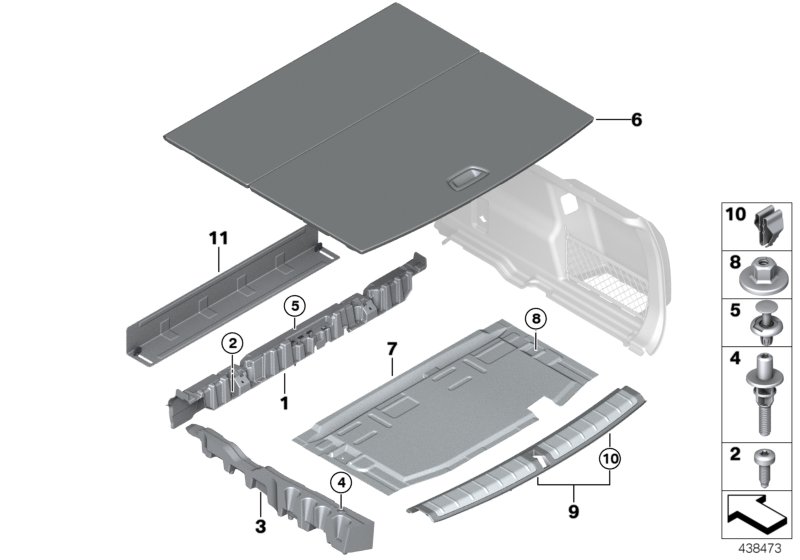 Trim panel, trunk floor