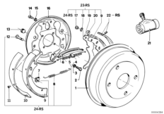 Drum brake-brake drum/wheel brake cyl.