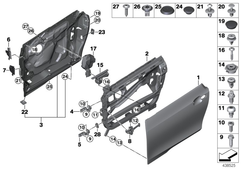 Front door-hinge/door brake