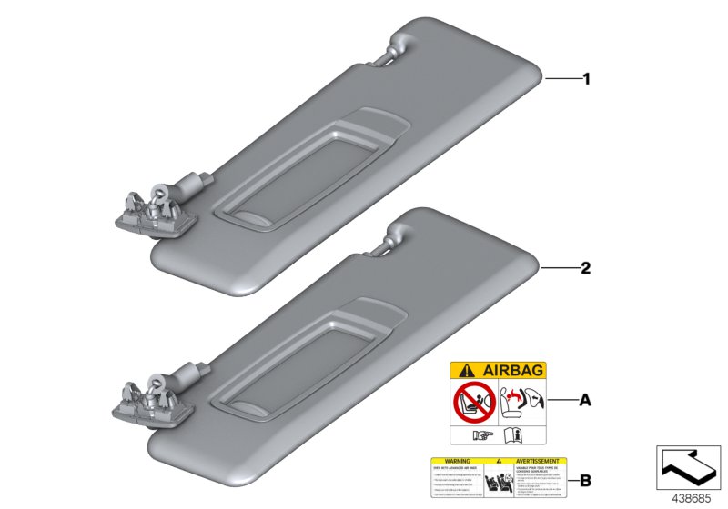 Individual sun visor, Alcantara