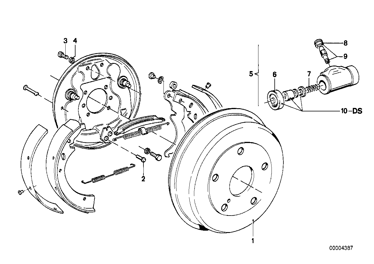 Drum brake-brake drum/wheel brake cyl.