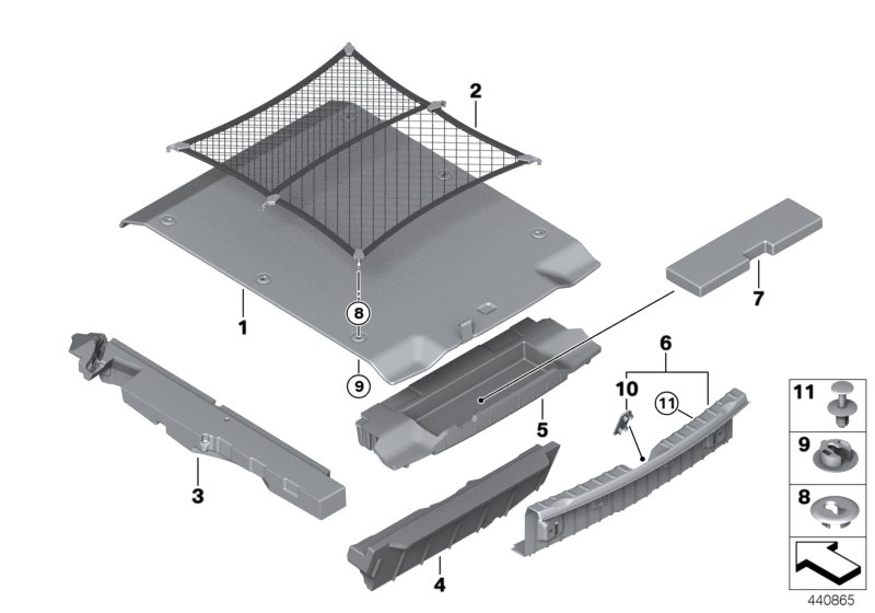 Trim panel, trunk floor