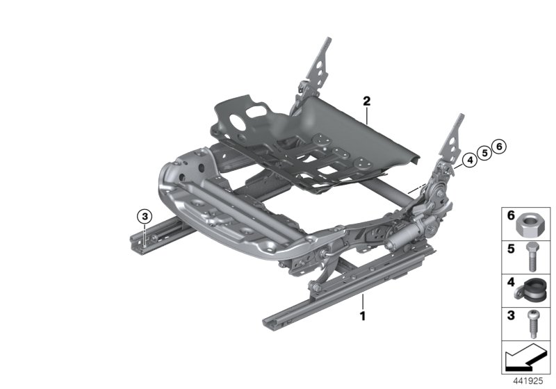 Seat, front, seat frame