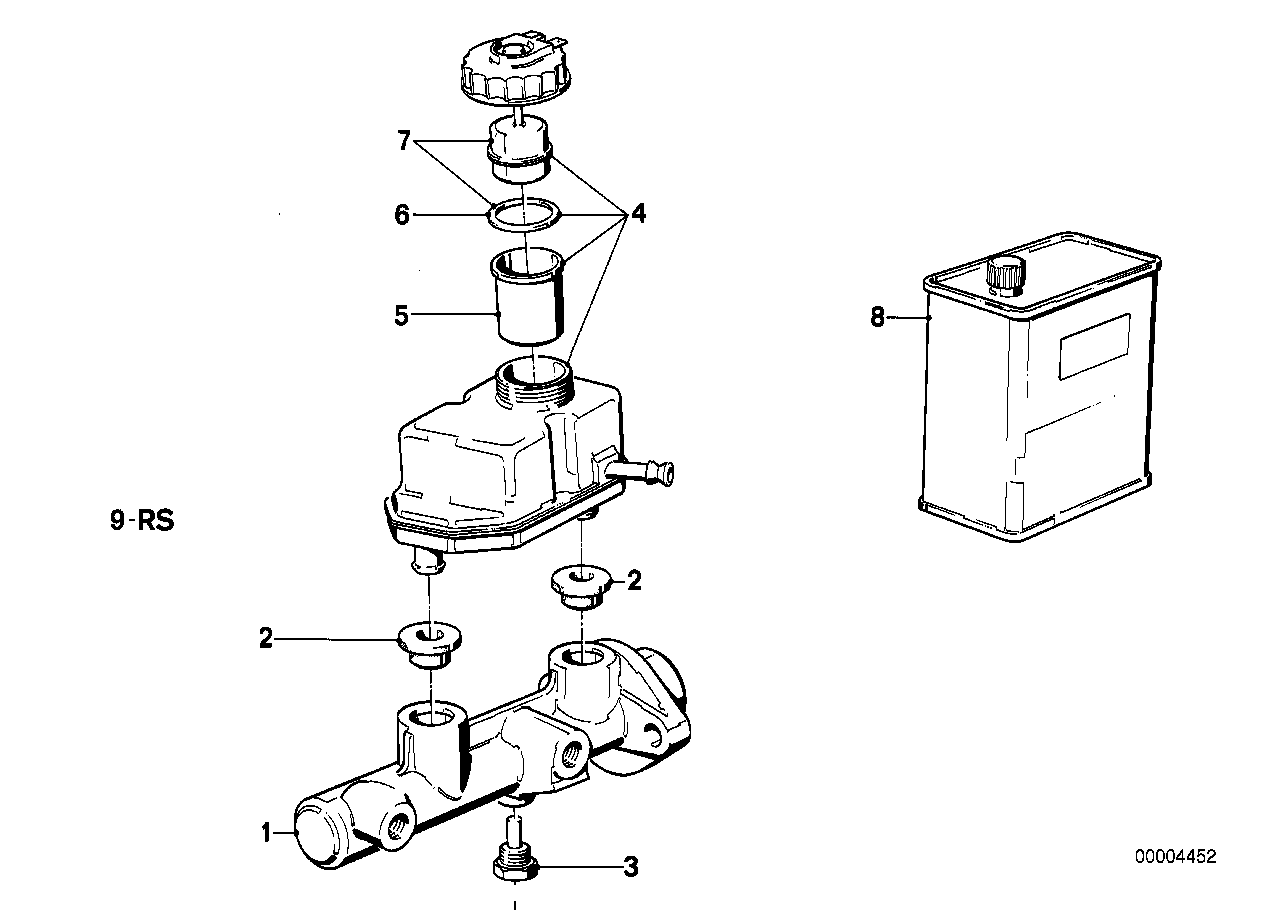 Huvudcylinder/bromsolje behaallare