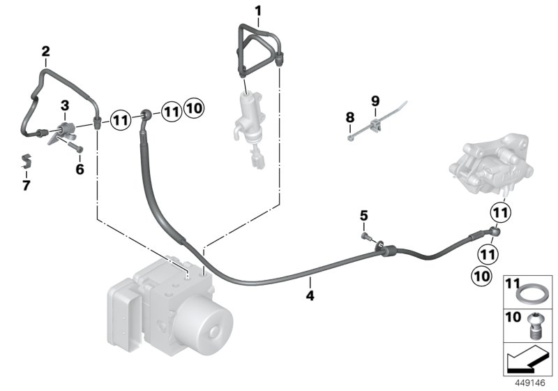 Bromsledningar bak Integral ABS