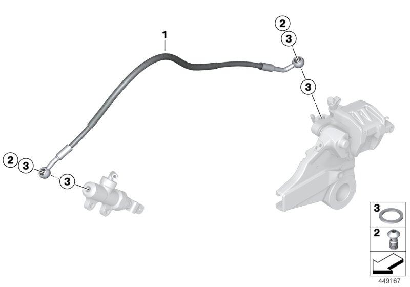 Brake line, rear, without ABS