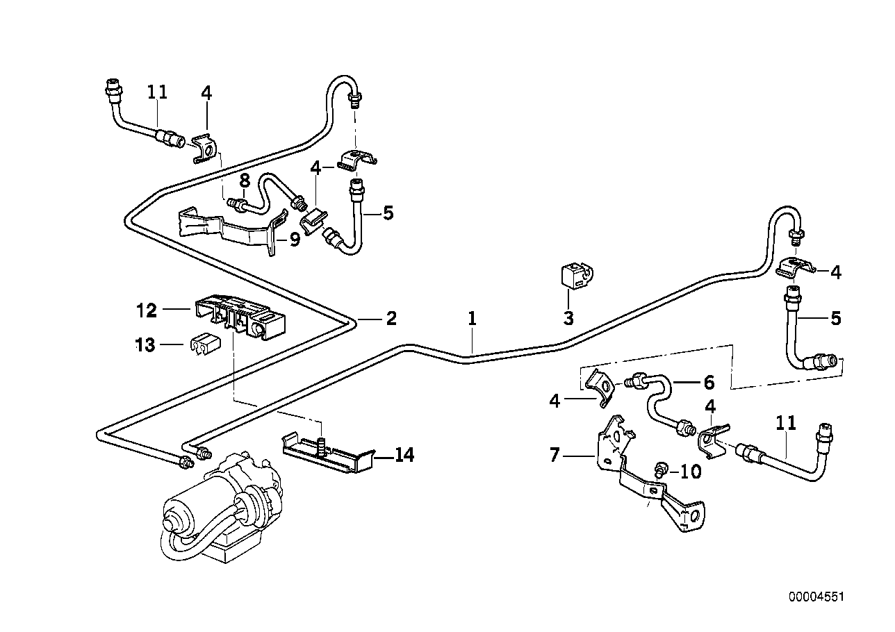 Przewód hamulcowy tylny ABS/ASC+T