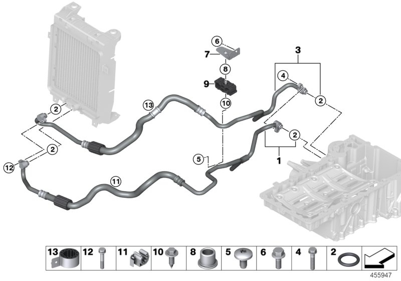 Engine oil cooler pipe