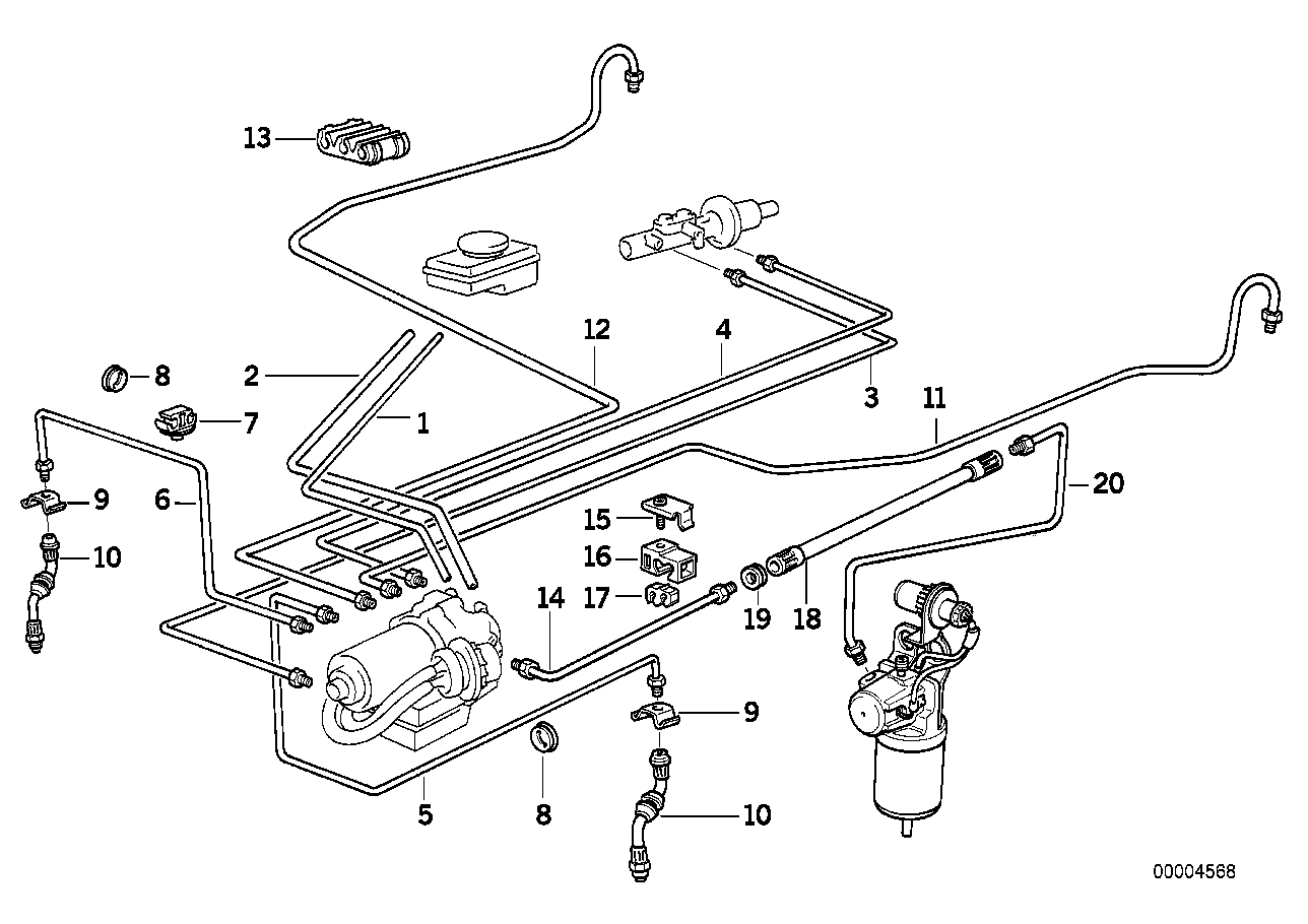 Bromsledningar fram ABS/ASC+T