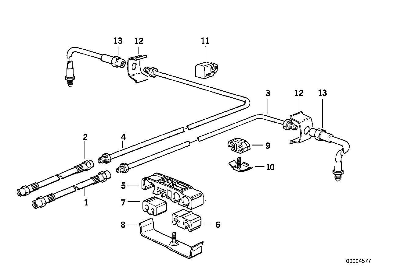 Brake pipe rear ABS/ASC+T