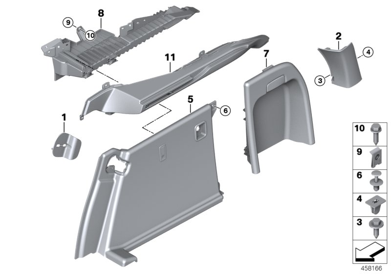 Trunk trim panel, right