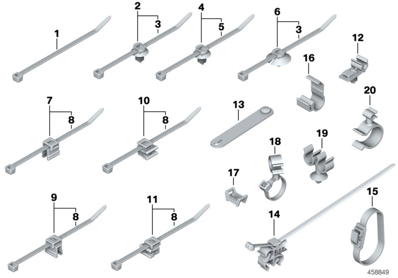 Cable strap, hose/cable clip