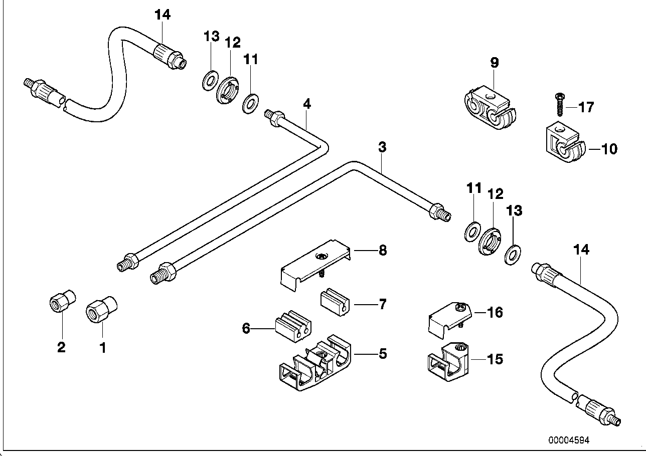 Bromsledningar bak ABS/ASC+T