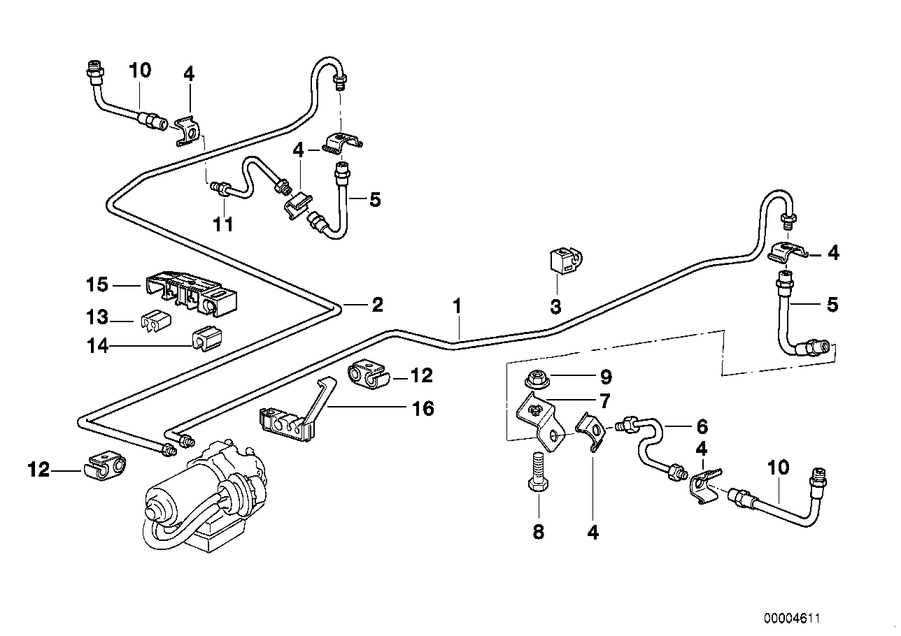 制动管路 后部 ASC/DSC