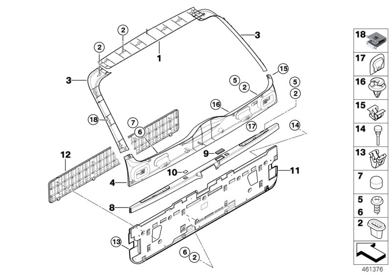 Trim panel, trunk lid