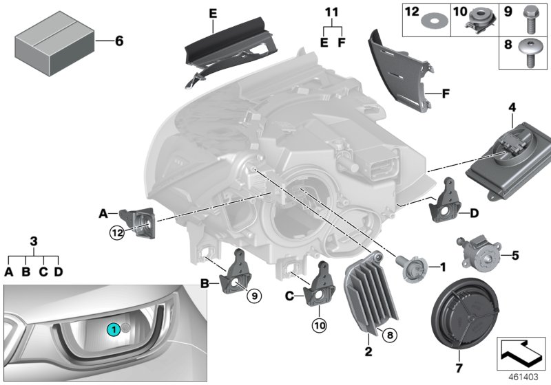 Einzelteile Scheinwerfer Halogen