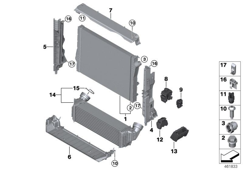 Radiator mounting parts