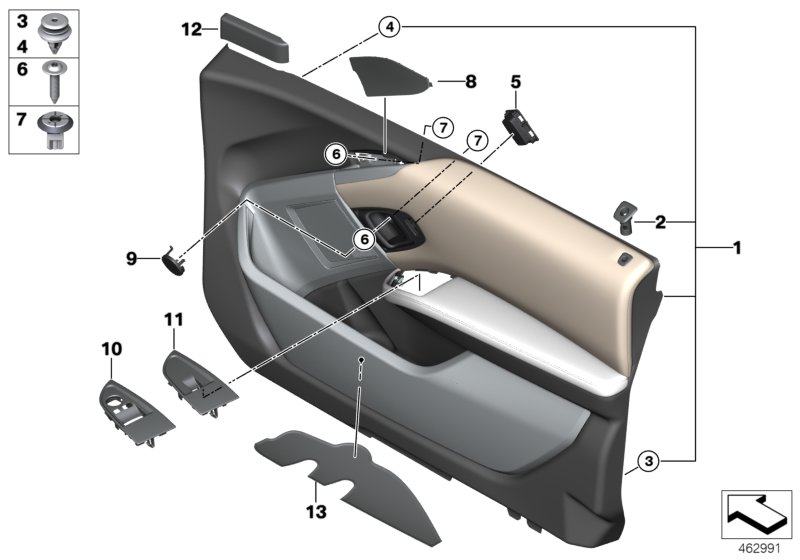 Door trim panel, front