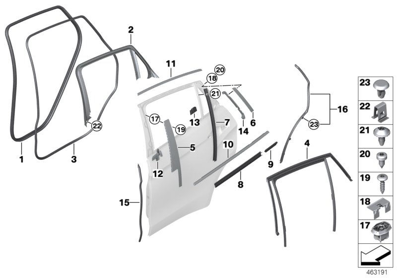 Caches et joints porte arrière