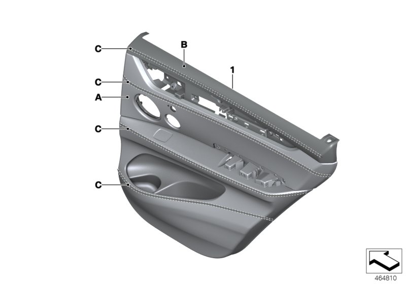 Indiv. door trim panel, leather rear