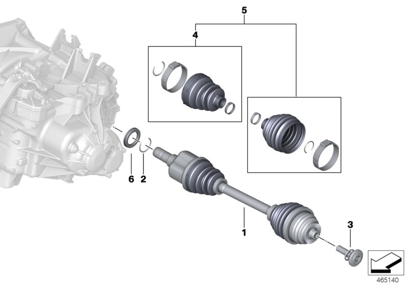 Output shaft front left