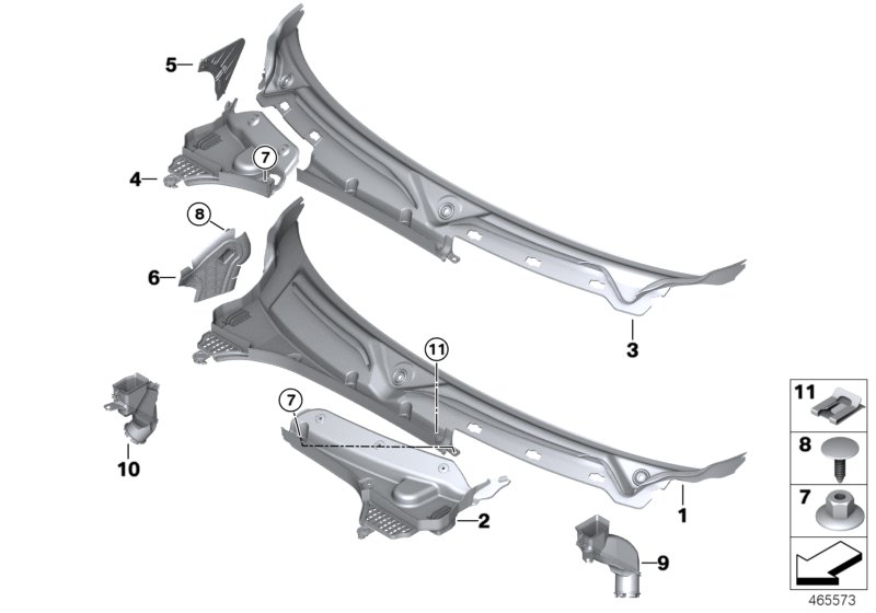 Trim panel, cowl panel, exterior