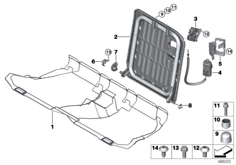 Seat, rear, seat frame