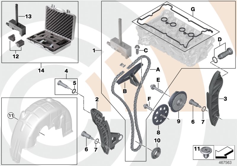 Repair kit, open timing chain, top